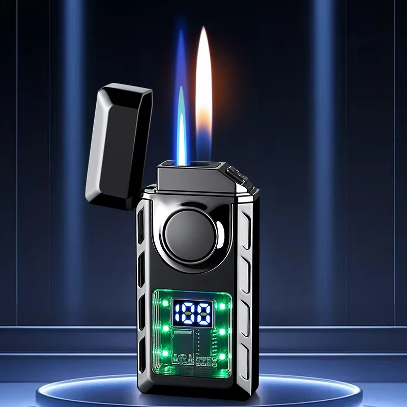 Rechargeable Piezo Pulse Windproof Cigar Cigarette Lighter Jet Butane Torch Gas Two Types Flames Lighters Smoking Accessory