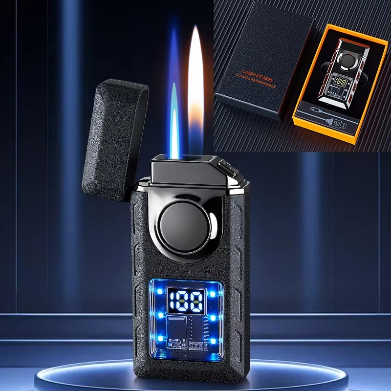 Rechargeable Piezo Pulse Windproof Cigar Cigarette Lighter Jet Butane Torch Gas Two Types Flames Lighters Smoking Accessory