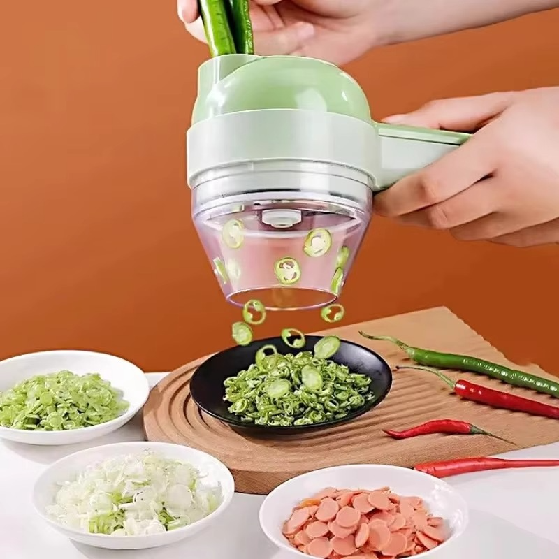 5-in-1 electric multi-functional vegetable, garlic, meat and other cutter, rechargeable wireless food processor and cutter, a co