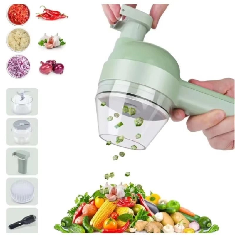 5-in-1 electric multi-functional vegetable, garlic, meat and other cutter, rechargeable wireless food processor and cutter, a co