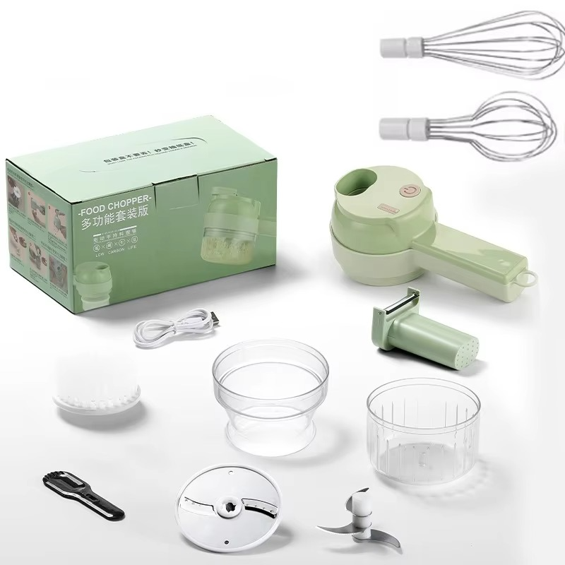 5-in-1 electric multi-functional vegetable, garlic, meat and other cutter, rechargeable wireless food processor and cutter, a co