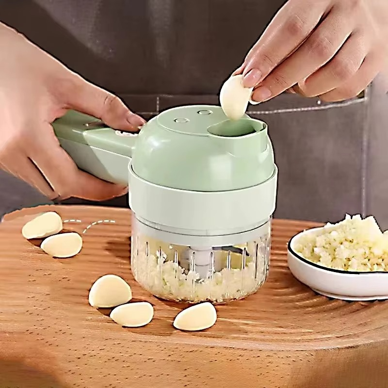 5-in-1 electric multi-functional vegetable, garlic, meat and other cutter, rechargeable wireless food processor and cutter, a co