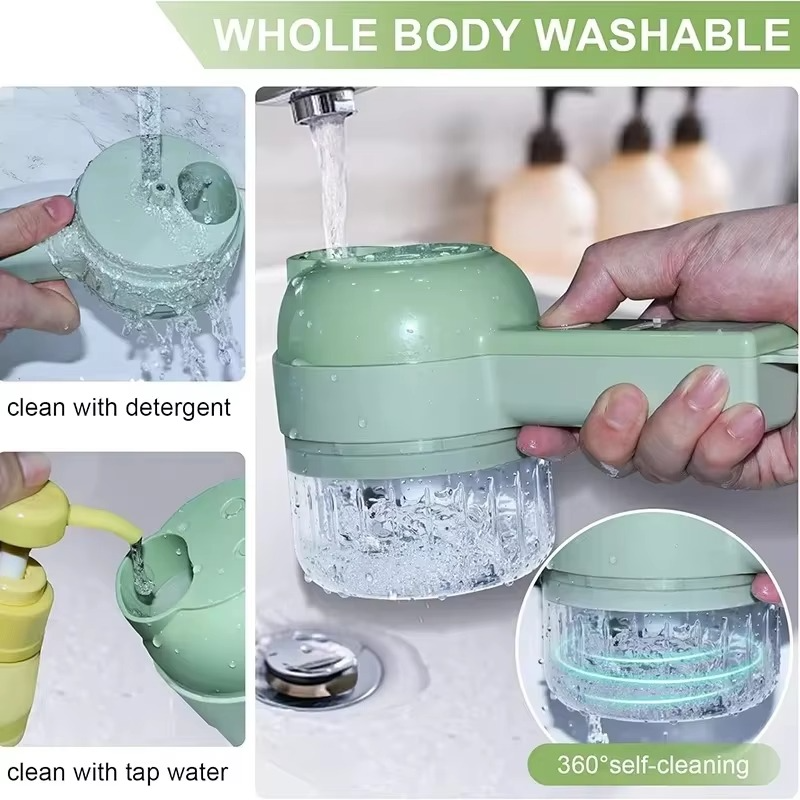 5-in-1 electric multi-functional vegetable, garlic, meat and other cutter, rechargeable wireless food processor and cutter, a co