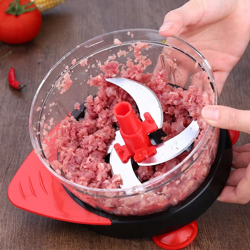 1.5L High-capacity Multi-function Kitchen Manual Food Processor Meat Grinder Vegetable Chopper Shredder Cutter Egg Blender