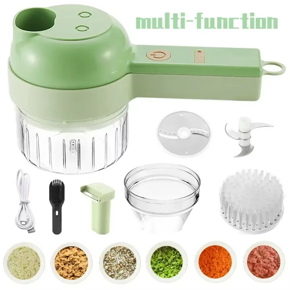 2025 4-in-1 Electric Vegetable Chopper Multi-Functional Food Processor for Slicing Dicing Mashing & Mixing Garlic Press & Slicer