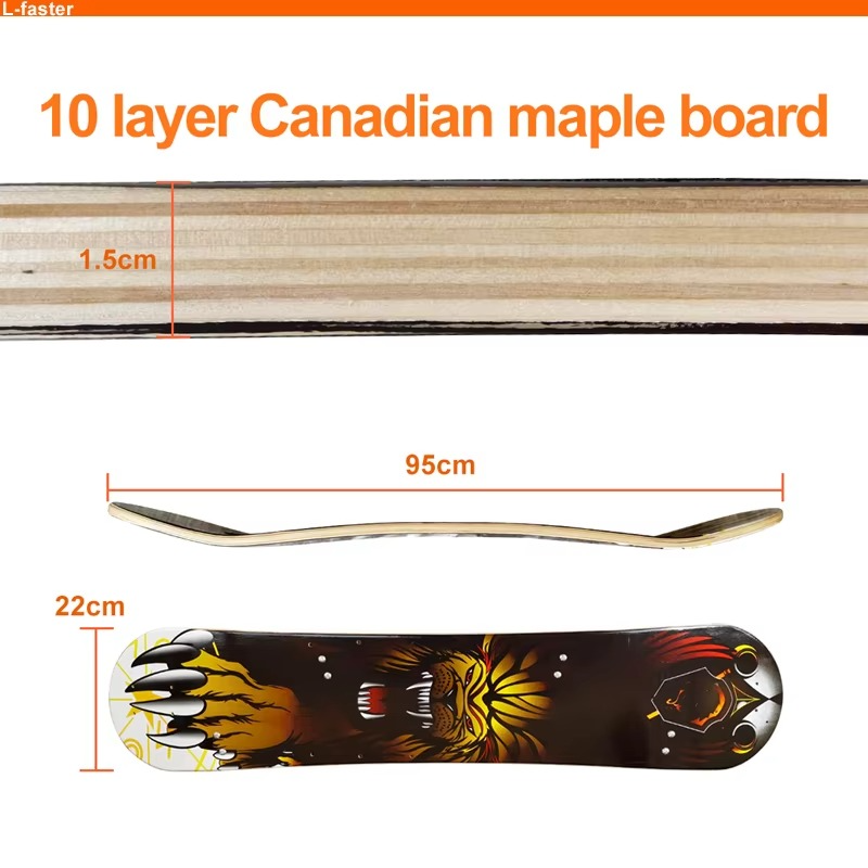 9 Inch Mountain Electric Skateboard Deck 10 Ply Canadian Maple Off Road Longboard Deck with Foot Holder Adult Skateboard