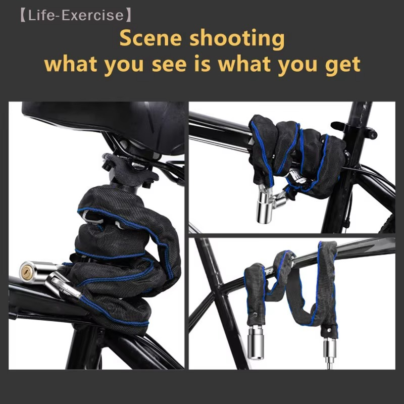 60CM Heavy Duty Bike Chain Lock, Anti-Theft Safety Lock for Mountain Bike, Road Bike, Motorcycle, Scooter, with Key