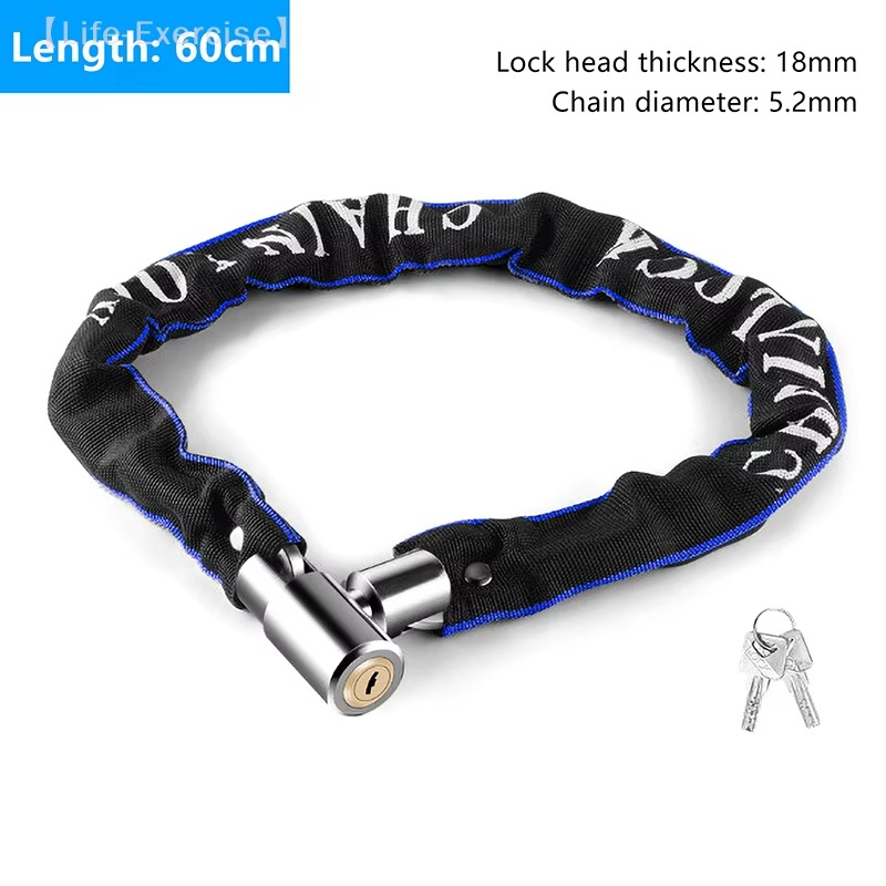 60CM Heavy Duty Bike Chain Lock, Anti-Theft Safety Lock for Mountain Bike, Road Bike, Motorcycle, Scooter, with Key