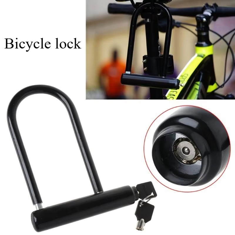 1Set Bicycle U Lock Portables Mini Bike Wheel Lock with Key Anti-theft Safety Motorcycle Scooter Cycling Bicycle Accessories