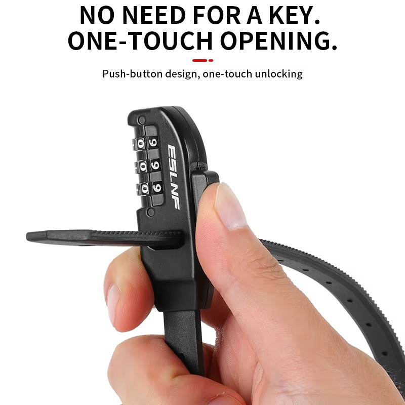 Portable Anti-theft Road Bicycle Password Lock High Strength MTB Steel Tie Lock Adjustable Folding Bicycle Lock Bike Accessories