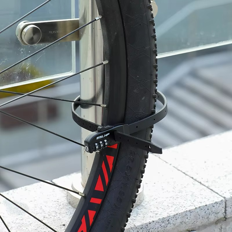 Portable Anti-theft Road Bicycle Password Lock High Strength MTB Steel Tie Lock Adjustable Folding Bicycle Lock Bike Accessories