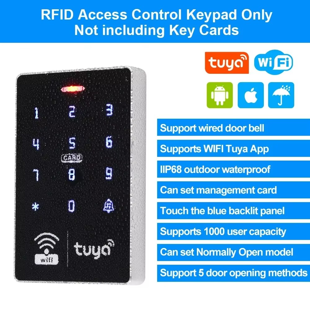 5YOA S10W Tuya Access Control APP Remote Smart Door Lock IP68 Waterproof Keyless Keypad WIFI Standalone EM RFID Card Door Entry
