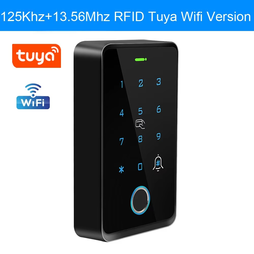 Dual Frequency WiFi Tuya Access Control Keyboard Fingerprint Door Lock ID+IC Card Reader Controler Keypad Waterproof Door System