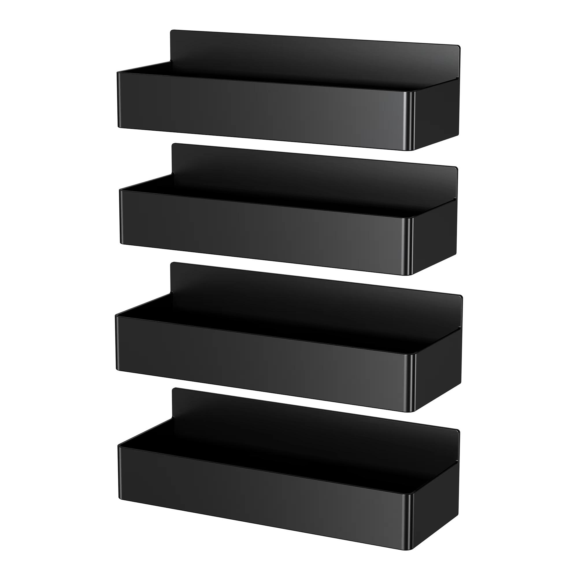 4PCS Magnetic Plastic Fridge Shelves Spice Storage Rack Black White Blue Cabinet Organizer Kitchen Refrigerator Accessories