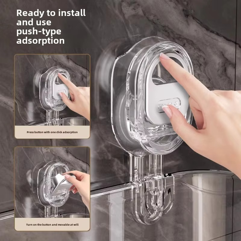 Bathroom Large Suction Cup Rack, Shower Gel Hanging Basket in The Bathroom, Cosmetics Storage Box, Wall-mounted Storage Rack