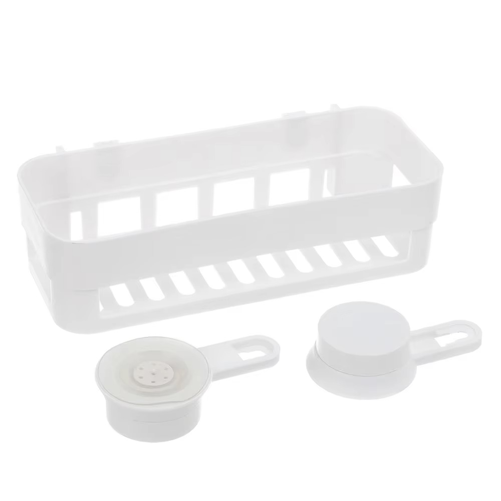 Corner Shelf With Suction Shower Rack Organizer Cup Bathroom Storage Wall Basket