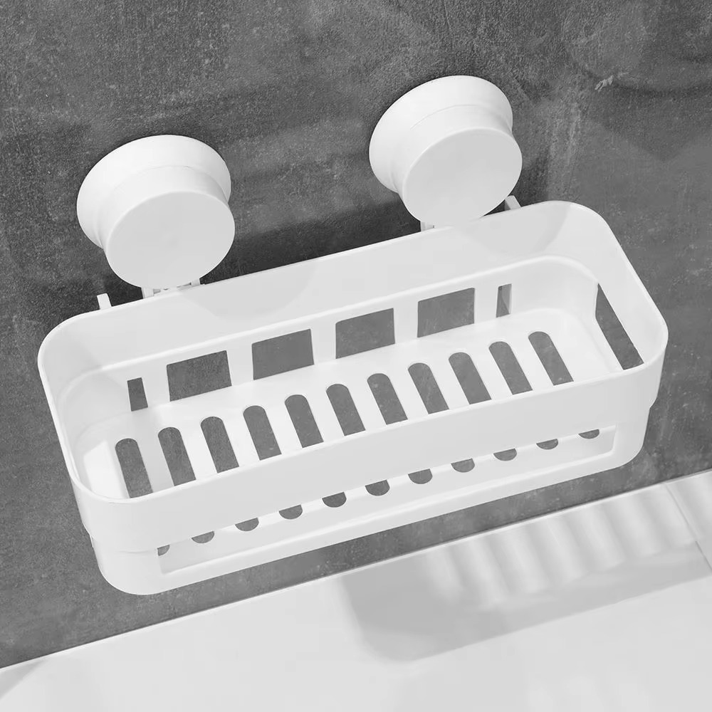 Corner Shelf With Suction Shower Rack Organizer Cup Bathroom Storage Wall Basket