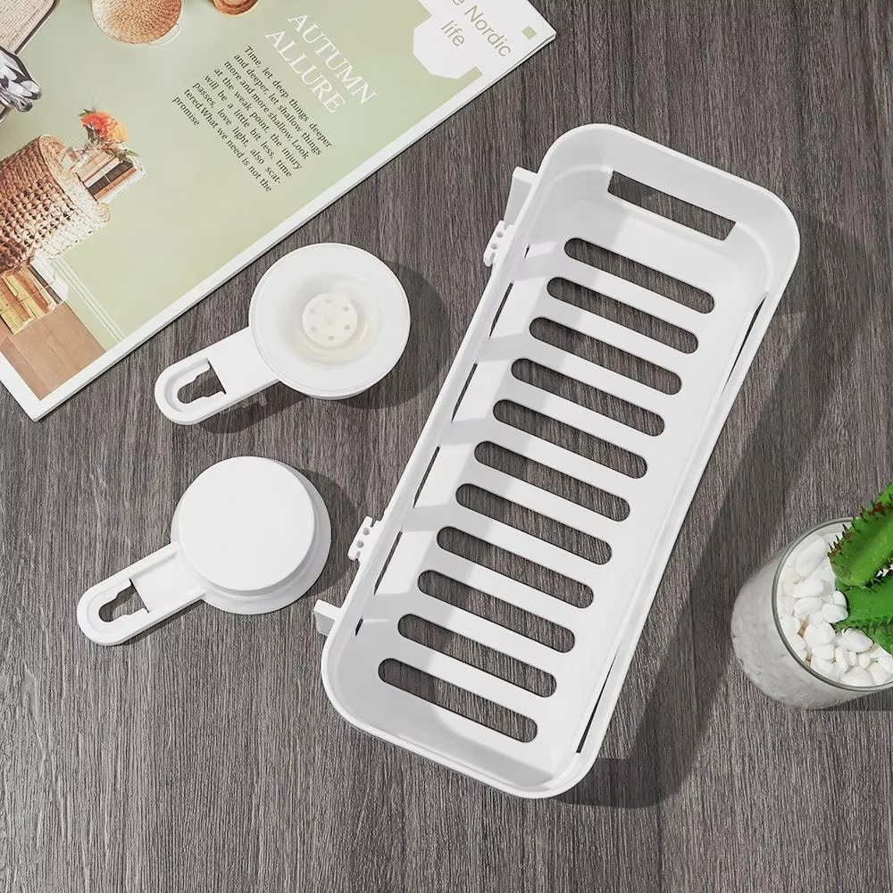 Corner Shelf With Suction Shower Rack Organizer Cup Bathroom Storage Wall Basket