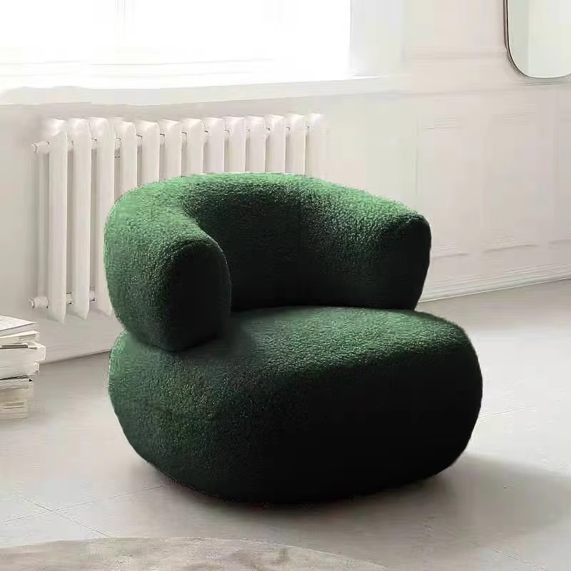 Single Sofa Bedroom Furniture Nordic Furniture Lazy, Chair, Balcony, Sofa Chair Lamb Wool Nordic Bedroom Living Room Single Sofa