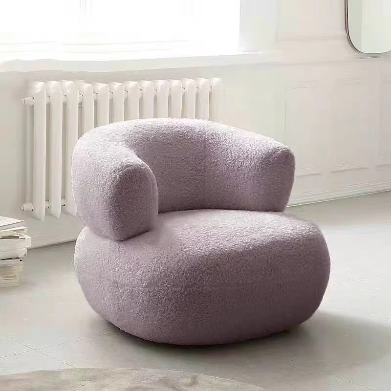 Single Sofa Bedroom Furniture Nordic Furniture Lazy, Chair, Balcony, Sofa Chair Lamb Wool Nordic Bedroom Living Room Single Sofa