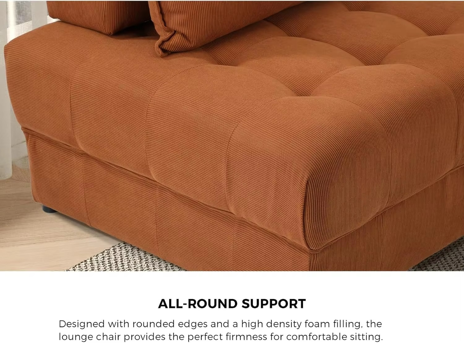 Velvet Floor Sofa with Cushion 1 Seater Lounge Chair Bro