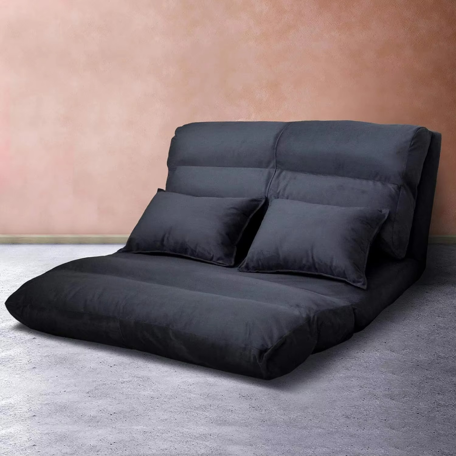 Sofa Bed, 2 Seaters Futon Suede Adjustable Couch Cushions Floor Lounge Recliner Chair Lounger Office Outdoor Indoor Living Room 100K+ similar items sold