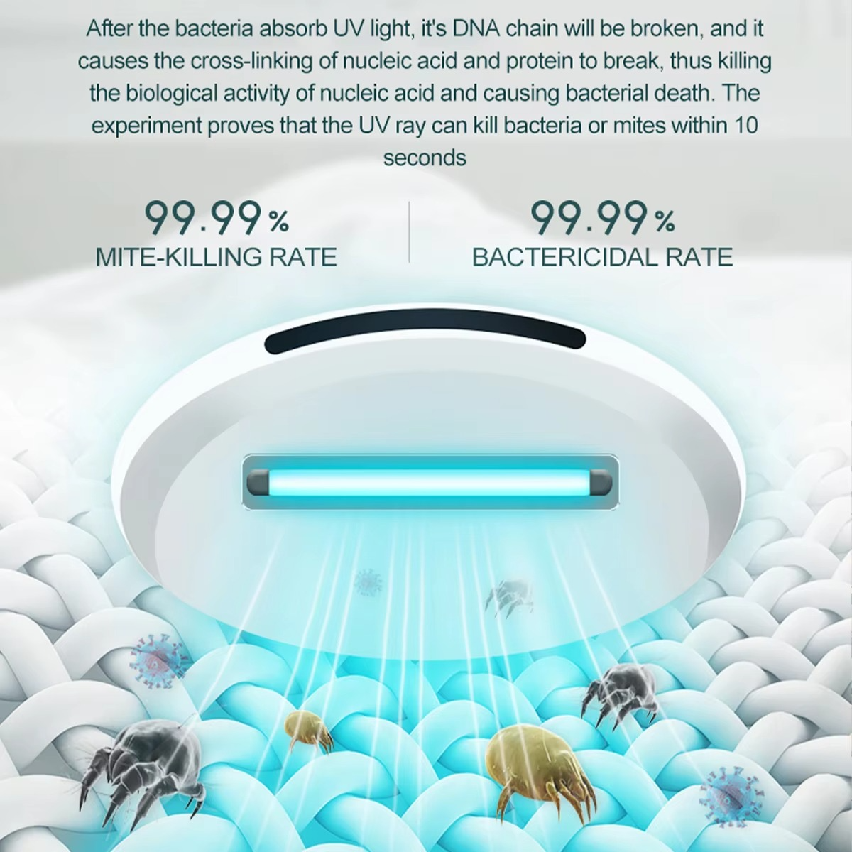Wireless Mite Intelligent Robot Rechargeable Bedding Cleaner Sterilizer 3 Modes Ultraviolet Mite Removal Device Smart Anti-fall