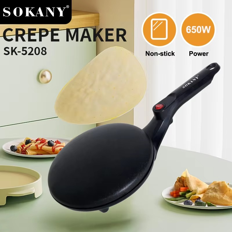 Houselin Electric Crepe Maker,Cooks Roti, Tortillas & Pancakes,Automatic Temperature Control,Cool Touch Handle