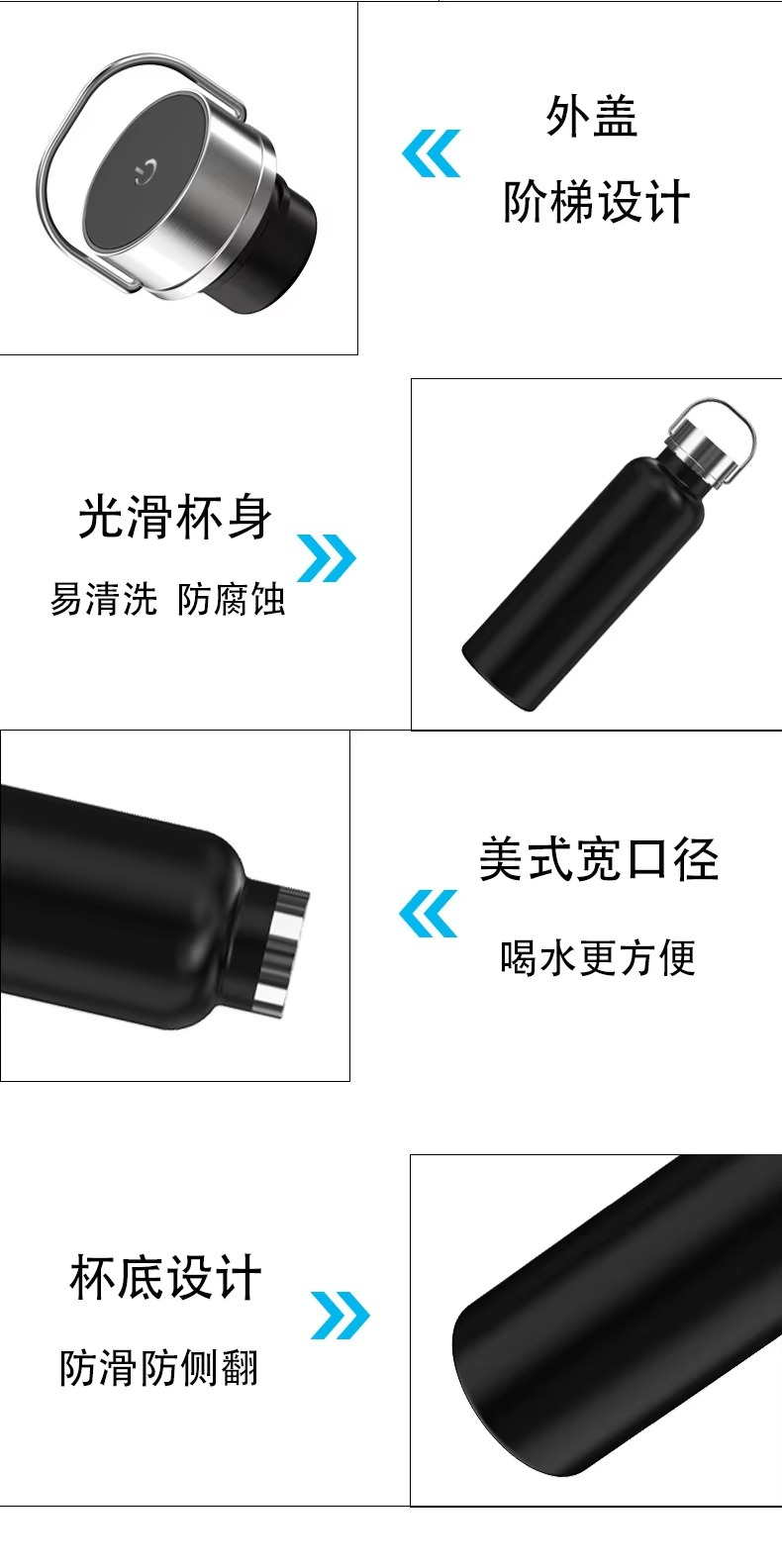 UV Sterilization Water Bottle - 304 Stainless Steel Large Mouth Thermos Flask,Sports Drinkware with Smart Temperature Display