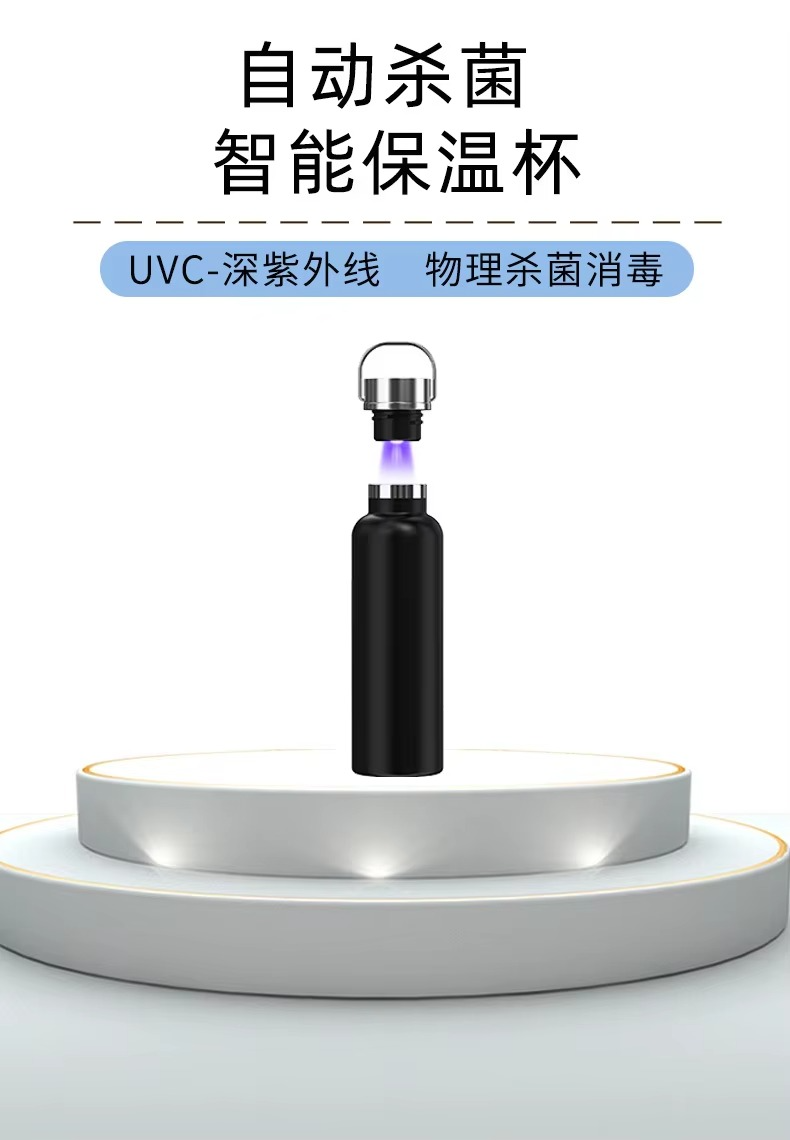 UV Sterilization Water Bottle - 304 Stainless Steel Large Mouth Thermos Flask,Sports Drinkware with Smart Temperature Display