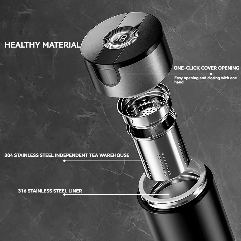 Thermos Water Bottle Insulation One Click Open Stainless Steel Vacumm Flask Office Cup Gift