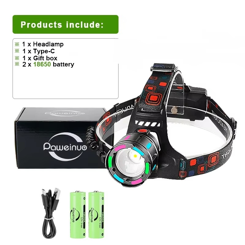 Most Powerful Rechargeable Head Flashlight Fluorescence Led Headlamp Camping Headlights Hunting Head Torch Hiking Front Lantern