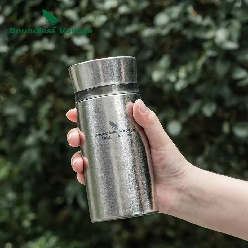 Boundless Voyage 280ml Titanium Thermos Bottle Vacuum Flask Insulated Cup Car Travel Coffee Tea Drinkware Keeps Hot or Cold
