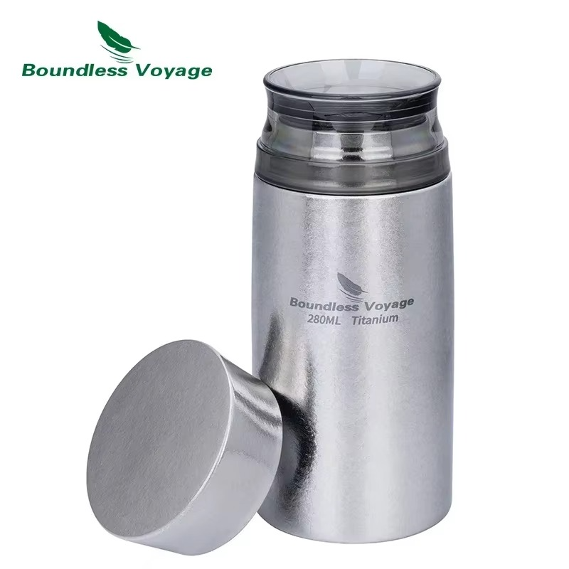 Boundless Voyage 280ml Titanium Thermos Bottle Vacuum Flask Insulated Cup Car Travel Coffee Tea Drinkware Keeps Hot or Cold