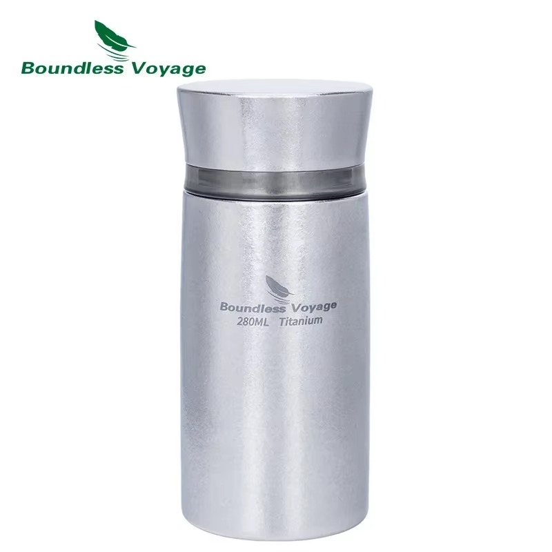 Boundless Voyage 280ml Titanium Thermos Bottle Vacuum Flask Insulated Cup Car Travel Coffee Tea Drinkware Keeps Hot or Cold