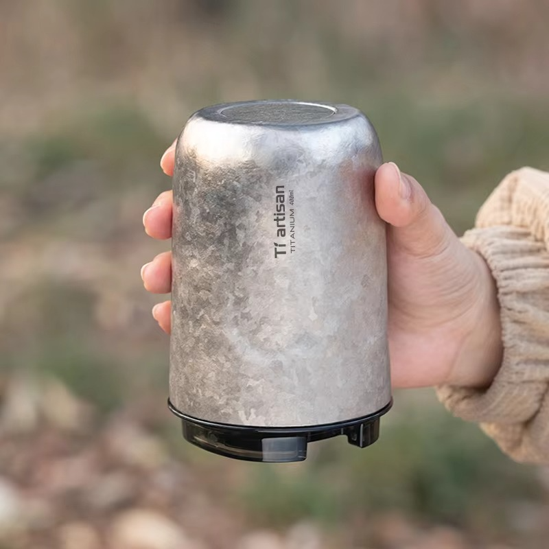 Tiartisan Titanium Thermos Bottle Outdoor Camping Ultralight 400ML Coffee Mug Portable Double-Walled Insulated Water Mug