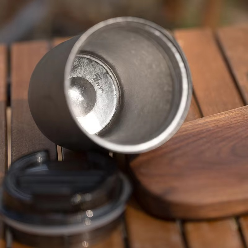 Tiartisan Titanium Thermos Bottle Outdoor Camping Ultralight 400ML Coffee Mug Portable Double-Walled Insulated Water Mug