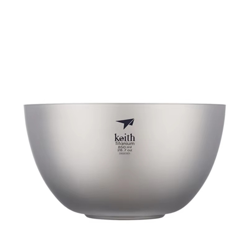 Keith Titanium Bowl 850 ml Double-layer Anti-scalding Outdoor Camping Picnic TablewareTitanium Rice Bowl Fruit Salad Noodle Bowl