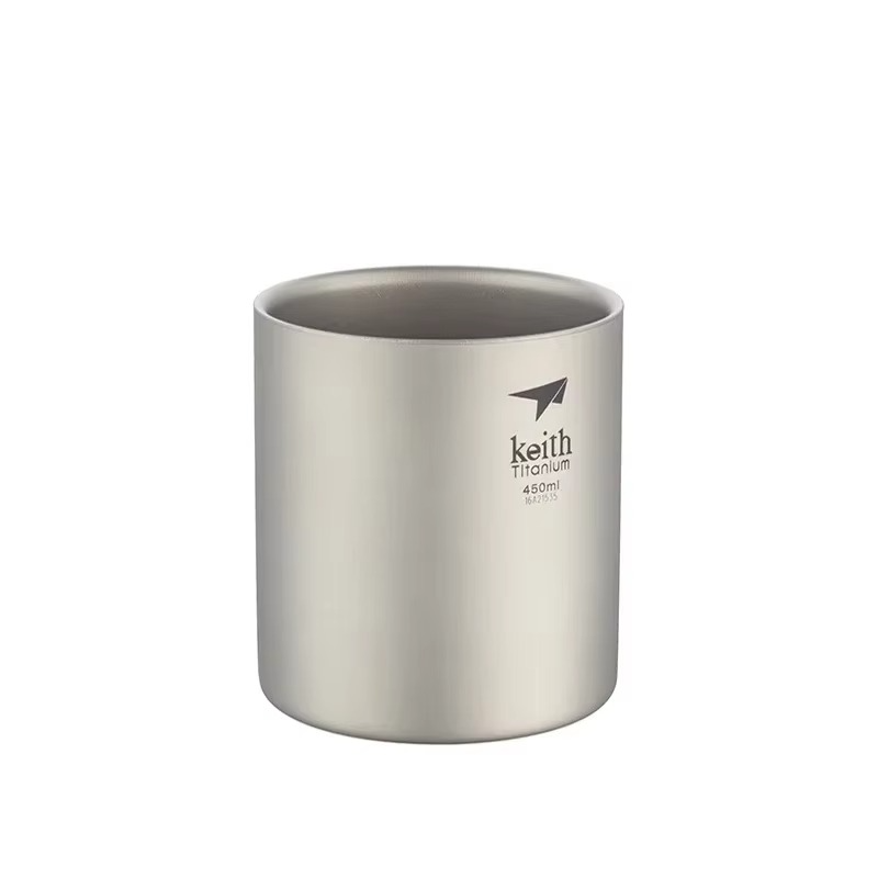Keith 450ml Titanium Drinking Mugs Car Flasks Coffee Tea Cups Double Wall Teacup with Lid Two-layer Ti3303