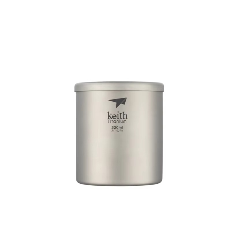 Keith Titanium Cup, Double Wall Anti-scalding, Heat Resistant Tea Cup, Outdoor Travel Camping Drinkware Coffee Mug 220ml