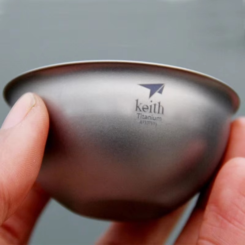 Keith Titanium Tea Cup 2pcs, Double Wall Anti-scalding, Outdoor Travel Picnic Camping Tableware Tea Cups Wine Cup 45ml