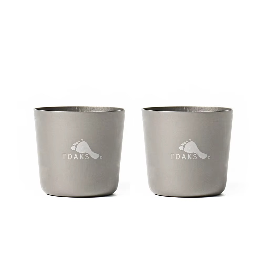 TOAKS Titanium Shot Glass, 45ml Ultralight Mini Shot Glass Tea Cup Outdoor Camping Titanium Wine Glass 2pcs