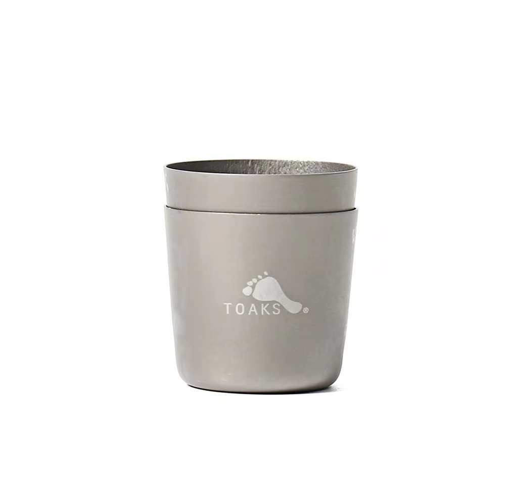 TOAKS Titanium Shot Glass, 45ml Ultralight Mini Shot Glass Tea Cup Outdoor Camping Titanium Wine Glass 2pcs