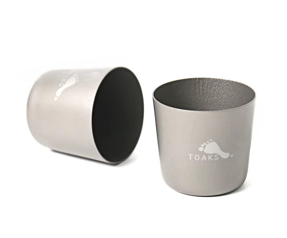 TOAKS Titanium Shot Glass, 45ml Ultralight Mini Shot Glass Tea Cup Outdoor Camping Titanium Wine Glass 2pcs