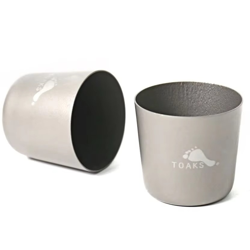 TOAKS Titanium Shot Glass, 45ml Ultralight Mini Shot Glass Tea Cup Outdoor Camping Titanium Wine Glass 2pcs