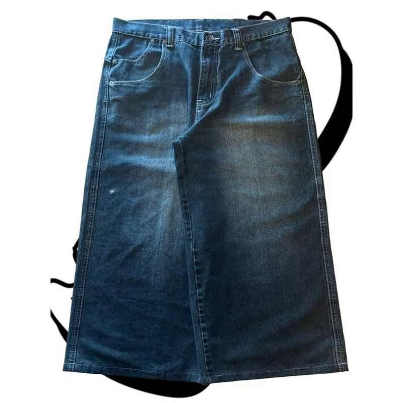 Y2K Vintage Washed Jeans Virgin Mary Embroidery Design High Quality Wide Leg Jeans Fashion Men Women Hip Hop Loose Streetwear