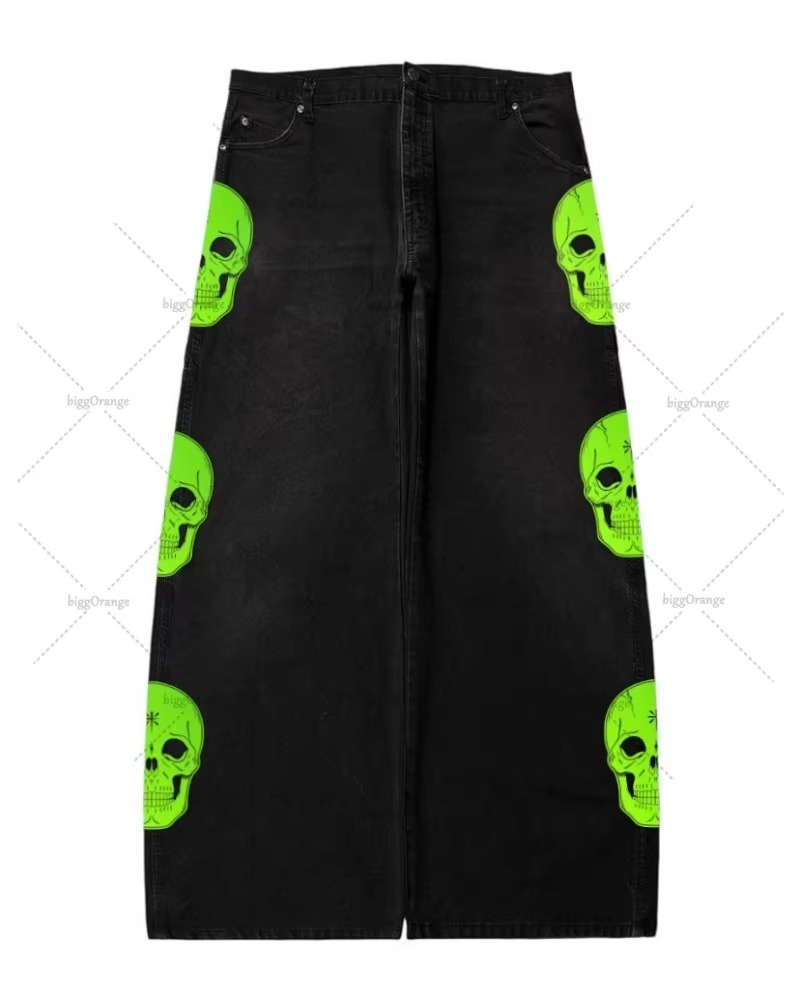 Street Punk Hip-hop Harajuku Oversized Washing Baggy Jeans Men 2025 Fashion Rock Anime Print Vintage Loose Wide-leg Pants Women