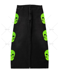 Street Punk Hip-hop Harajuku Oversized Washing Baggy Jeans Men 2025 Fashion Rock Anime Print Vintage Loose Wide-leg Pants Women