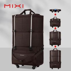 Mixi Foldable Travel Bag Hand Carry Duffel Bag with Wheels Expandable Rolling Travel Bag Large Capacity Waterproof Luggage Bag