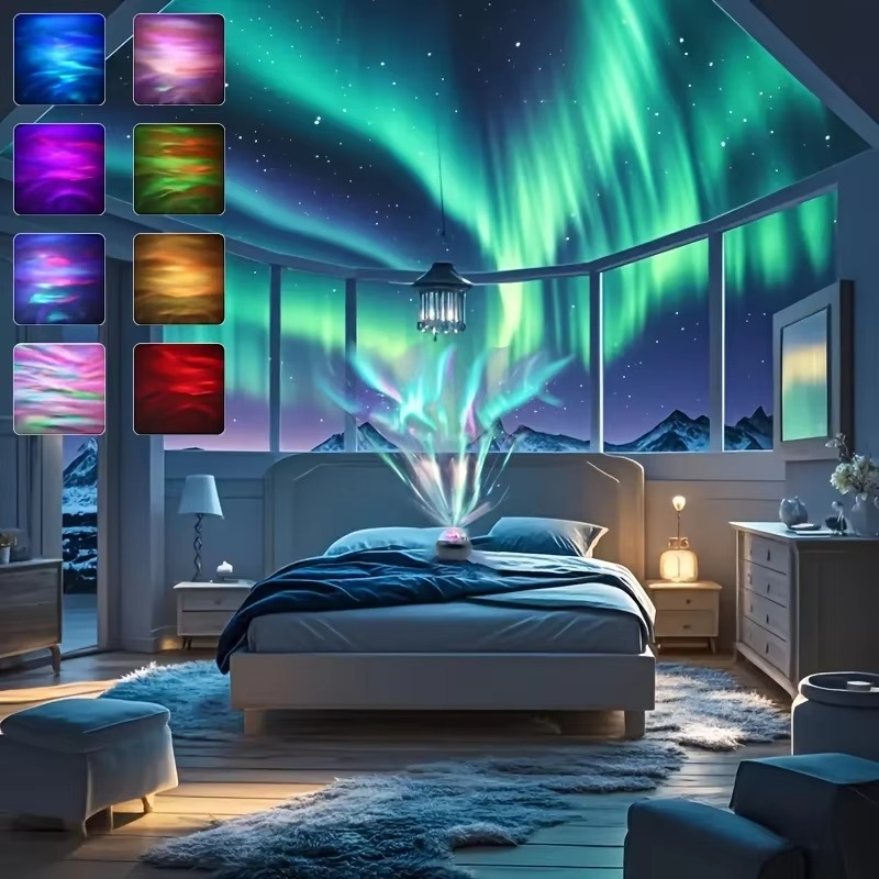 Northern Lights Projector Remote Control | USB Aurora Galaxy Light with Rotating Color Effects for Bedroom Decoration